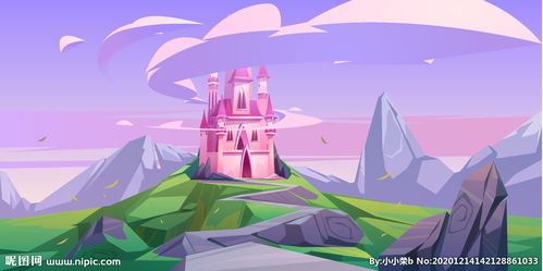 粉红色城堡插画图片 