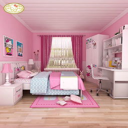 Hello kitty 酷漫居 儿童套房床床头柜衣柜组合套装特价 蔷薇物语