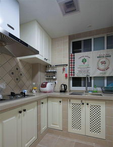 现代美式三居室厨房橱柜装修图片效果图 