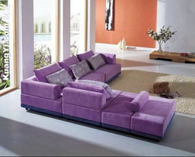 紫色沙发地毯搭配图