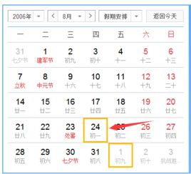 2006年农历8月初二是阳历的几号 
