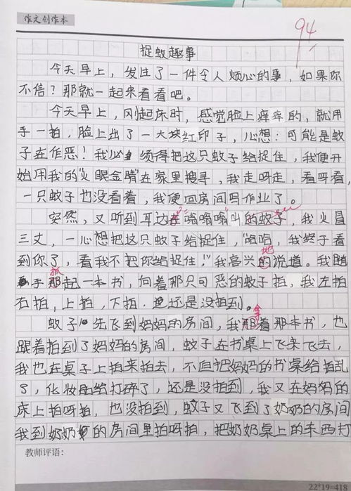 邦德学员优秀作文赏析12 捉蚊趣事