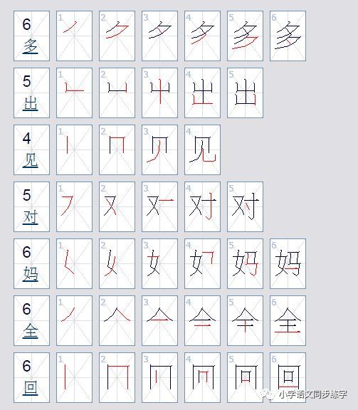 一年级必备 小学语文一年级上册写字表笔顺