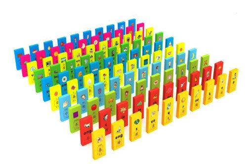 MUTONG 木童 多米诺100粒彩色汉字拼音儿童益智教学木制玩具 TZ B2070