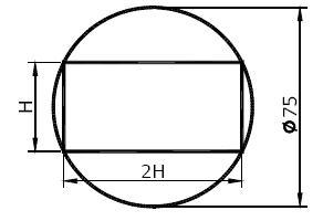 在CAD制图里面 一个圆里画矩形,并且矩形边长为H,2H 