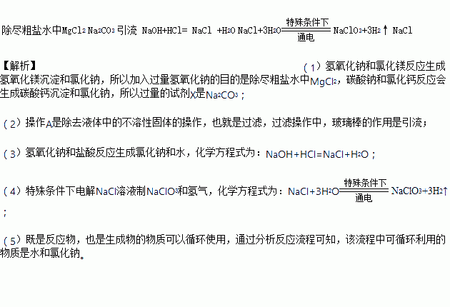 二氧化氯可用于自来水消毒.以粗盐为原料生产ClO2的工艺主要包括 ①粗盐精制,②特殊条件下电解NaCl溶液制NaClO3,③ClO2的制取.工艺流程如图.其中反应Ⅲ制取ClO2的化学方程式为 