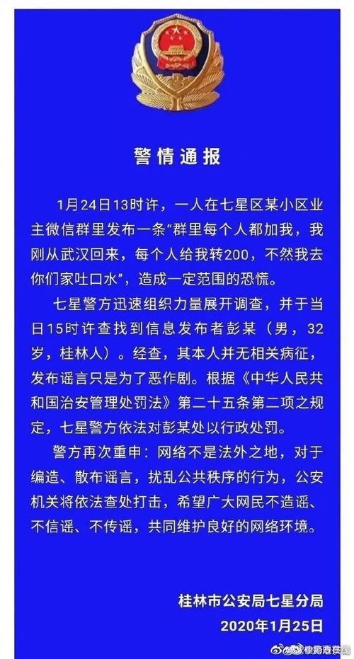 严肃查处 这些人因散布疫情谣言被拘