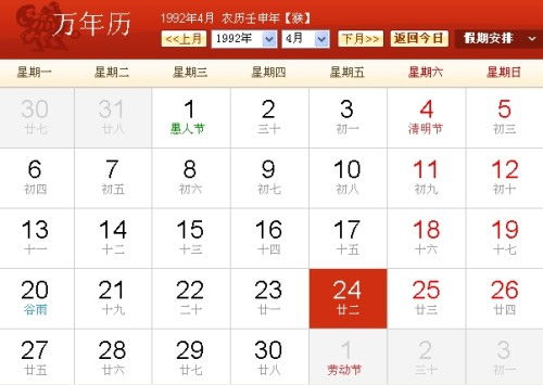 1992年4月24日是什么星座 