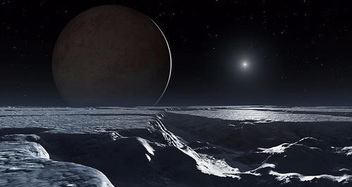冥王星上的太阳 夜空中最亮的 星 ,虽然很小但依旧无比耀眼