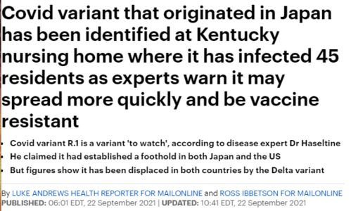 新冠最新变种R.1曝光,横扫37国 最大变异毒株 未命名变种双双出现 研究 新冠或一周突变一次