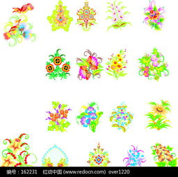 超美的五颜六色花纹图案矢量图 花草树木 