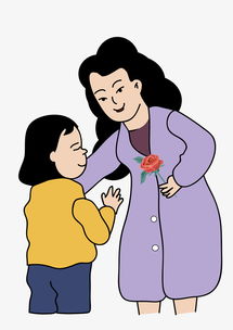 母亲节促销手绘卡通康乃馨献花妈妈与女儿温馨人物形象图片素材 AI格式 下载 动漫人物大全 