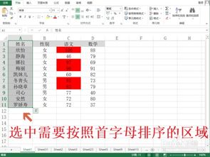 表格怎么按名字首字母排序