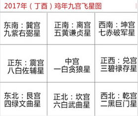 宁波杰出风水大师方自来 2017年九宫飞星图 