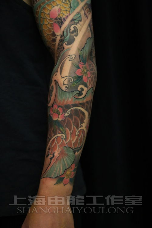 由龙纹身设计的花臂麒麟纹身图案