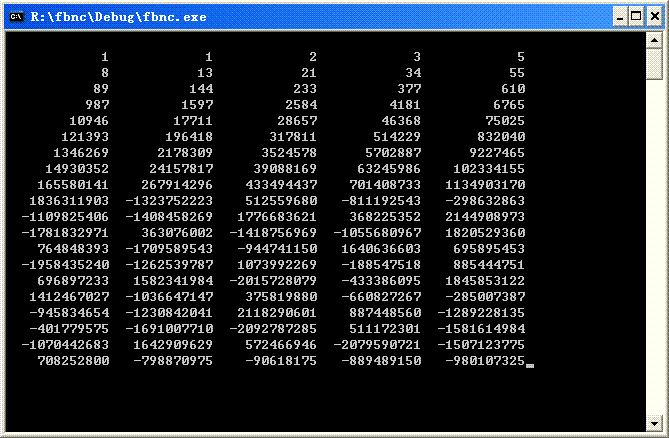 C++斐波那契数列前100项详细数据