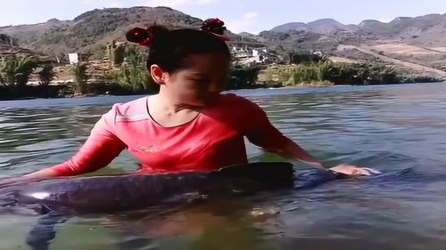 农村美女抓到一条大青鱼,竟然把它拿到水里玩,结果太扎心了 