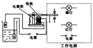 如图是 自动水位显示器 的电路图.当水位未到达金属块B时.绿灯亮,当水位到达B时.红灯亮.请根据以上要求.用笔匦线代替导线.完成工作电路的连接.