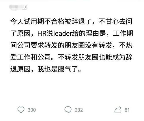 员工试用期被辞退,原因是没转发朋友圈,职友说中关键原因