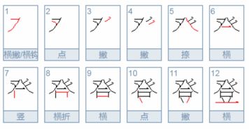 登字的笔顺笔画顺序 