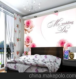 婚房装修 粉色玫瑰花朵 卧室床头客厅电视背景墙壁画壁纸墙纸定制