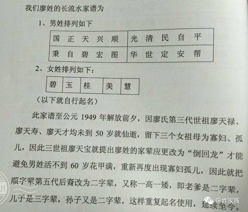 云南昆明富民冷饭桥廖氏辈分 