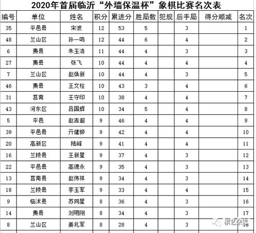 象棋比赛 对手分 累进分 名次确定的区别