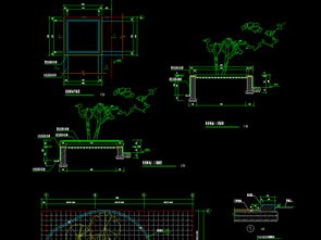 园林凳树池CAD设计图平面图下载 图片1.85MB 花坛树池大全 园林景观CAD图纸 