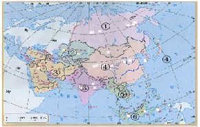 读亚洲的范围及分区图,完成各题 1 人们按照地理方位,将亚洲分为六个地区 写在图中数 