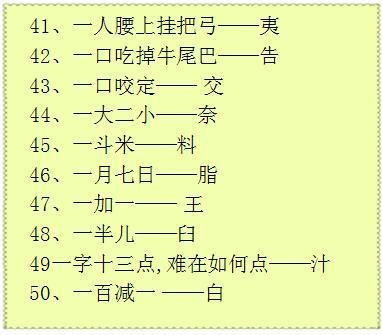 超有趣的100条字谜 开发智力,学习生字 家长赶紧为孩子收藏