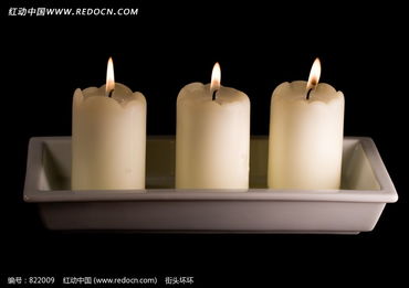 白色盆子里的三支蜡烛图片免费下载 红动网 
