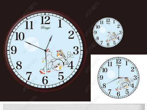 中国风手绘花鸟清新简洁钟表表盘设计图片下载 