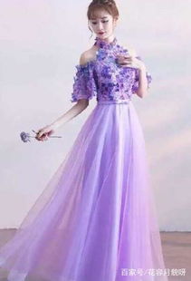 十二星座紫色长礼服,射手座全是花瓣,摩羯座最显年龄