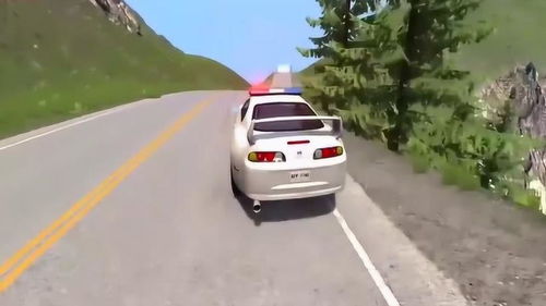 BeamNG 丰田凯美瑞开足马力撞向激光网冲下悬崖,模拟真实车祸 