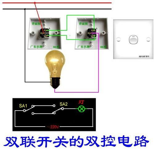 两个开关一盏灯,不管其中一个开关何种状态,另一个开关都能随时随地的控制灯的开和关 电路图该怎么画... 