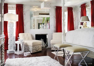 客厅红色窗帘搭配效果图 