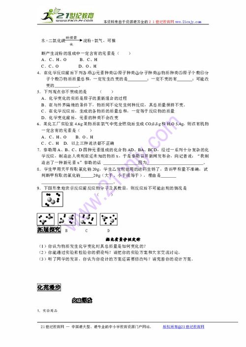 化学 第四章第二节定量认识化学变化知识点讲解与配套练习1下载 化学 