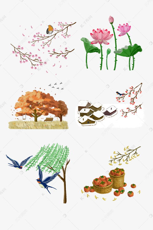 二十四节气习俗动物植物套图素材图片免费下载 千库网 