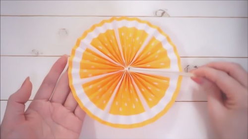 橙子折叠团扇就这么做,简单又好看 