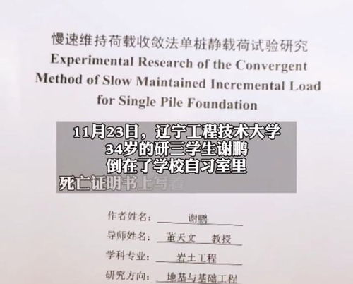 辽宁一34岁研究生猝死,疑被导师故意拖延毕业,1个人被当5个人使