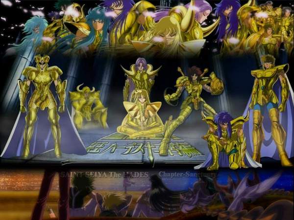 圣斗士星矢冥王篇开场动画中十二黄金圣斗士合集的壁纸 