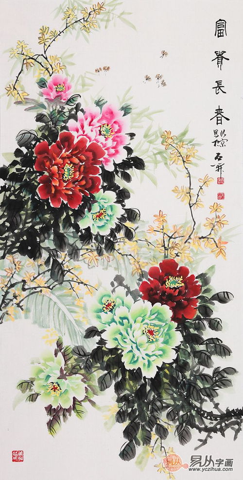 一进门迎好运,玄关可以挂一幅吉祥花鸟画