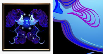 蓝色梦幻抽象线条卡通手绘双子座星座装饰画图片设计素材 高清模板下载 5.43MB 抽象装饰画大全 