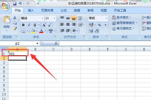 如何在EXCEL单元格中输入数字 001 