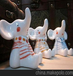 手工原创创意小象 三色可选 陶瓷摆件饰品 工艺礼品 居家装饰品
