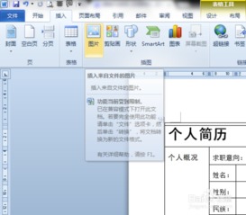 利用Word在个人简历里插入照片和制作照片框 