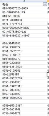 急求EXCEL里有一批电话数据 需要按照 国号 区号 电话 分为2列,区号前不加0 的格式分开 这样的格式 