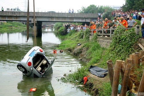 江苏仪征一轿车溜坡冲入河中 
