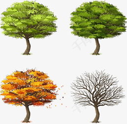 树木的春夏秋冬矢量图素材图片免费下载 高清图片pngpsd 千库网 图片编号3656073 