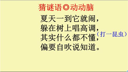 猜谜语 夏天一到它就闹,躲在树上唱高调,其实什么都不懂 